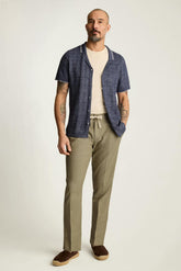 Linen Blend Boardwalk Pant / Bonobos - olive green herringbone linen