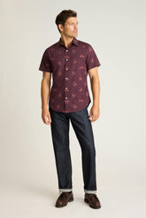 Riviera Short Sleeve Shirt / Bonobos - burgundy needlepoint floral