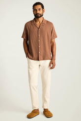 Riviera Cabana Shirt / Bonobos - brown texture stripe seersucker
