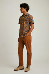 Riviera Short Sleeve Shirt / Bonobos - navy tan floral mash