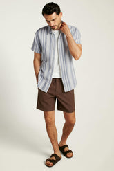 Riviera Short Sleeve Shirt / Bonobos - blue white gauze stripe