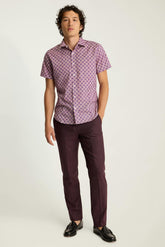 Riviera Short Sleeve Shirt / Bonobos - navy pink tile geo