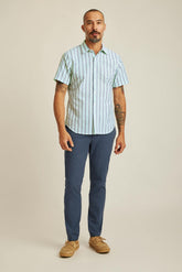 Riviera Short Sleeve Shirt / Bonobos - aqua stripe seersucker
