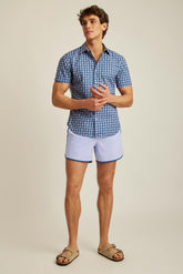 Riviera Short Sleeve Shirt / Bonobos - navy pink fish waves