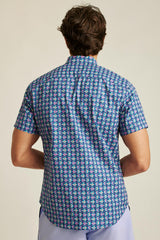 Riviera Short Sleeve Shirt / Bonobos - navy pink fish waves