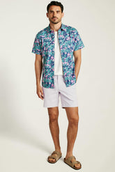 Riviera Short Sleeve Shirt / Bonobos - navy bonavista leaves