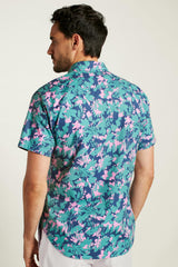 Riviera Short Sleeve Shirt / Bonobos - navy bonavista leaves