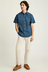 Riviera Short Sleeve Shirt / Bonobos - navy teal friend of a frond