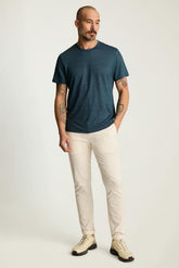 Linen Crew Neck Tee / Bonobos - dark sea blue stripe