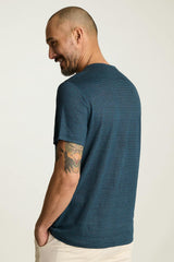 Linen Crew Neck Tee / Bonobos - dark sea blue stripe