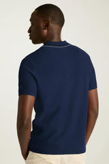 Hudson Sweater Polo / Bonobos - blue cotton cashmere stripe