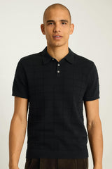 Hudson Sweater Polo / Bonobos - black cotton grid