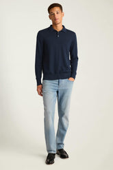 Merino Long Sleeve Sweater Polo / Bonobos - navy merino