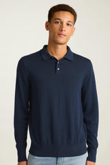 Merino Long Sleeve Sweater Polo / Bonobos - navy merino