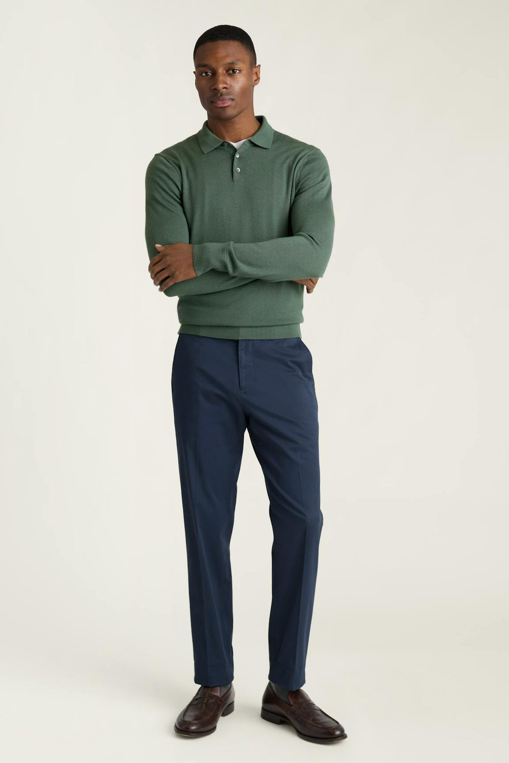Merino Long Sleeve Sweater Polo / Bonobos - light green merino