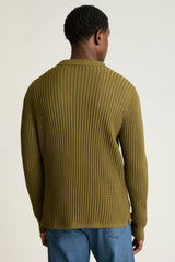 Hudson Long Sleeve Sweater Polo / Bonobos - olive green crochet cotton