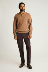 Hudson Long Sleeve Sweater Polo / Bonobos - tan dotted cotton cashmere