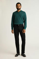 Hudson Long Sleeve Sweater Polo / Bonobos - blue green dotted cotton cashmere