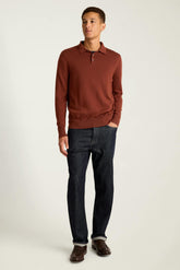 Merino Long Sleeve Sweater Polo / Bonobos - dark amber merino