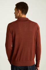 Merino Long Sleeve Sweater Polo / Bonobos - dark amber merino