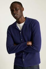 Hudson Long Sleeve Sweater Polo / Bonobos - navy cotton cashmere diamond