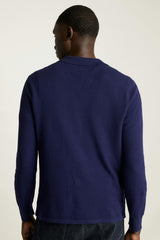 Hudson Long Sleeve Sweater Polo / Bonobos - navy cotton cashmere diamond