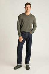 Washable Merino V-Neck Sweater / Bonobos - olive green heather
