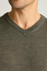 Washable Merino V-Neck Sweater / Bonobos - olive green heather