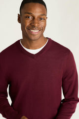 Washable Merino V-Neck Sweater / Bonobos - bordeaux