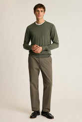 Washable Merino Crew Neck Sweater / Bonobos - olive green heather
