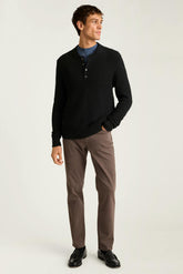 Cotton Cashmere Henley Sweater / Bonobos - black