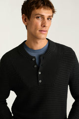 Cotton Cashmere Henley Sweater / Bonobos - black