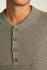 Cotton Cashmere Henley Sweater / Bonobos - light olive green