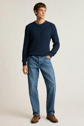 Italian Cotton Cable Sweater / Bonobos - navy blue