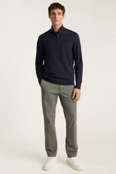 Washable Cotton Cashmere Quarter Zip / Bonobos - navy blue feeder stripe