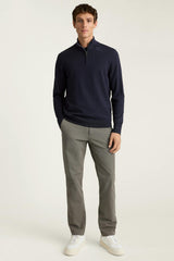 Washable Cotton Cashmere Quarter Zip / Bonobos - navy blue feeder stripe
