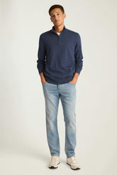 Washable Cotton Cashmere Quarter Zip / Bonobos - mid blue marl