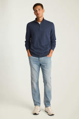Washable Cotton Cashmere Quarter Zip / Bonobos - mid blue marl