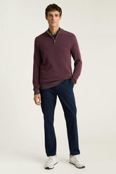 Washable Cotton Cashmere Quarter Zip / Bonobos - burgundy feeder stripe