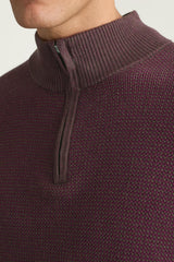 Washable Cotton Cashmere Quarter Zip / Bonobos - burgundy feeder stripe