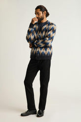 Italian Brushed Wool Cardigan / Bonobos - blue tan argyle