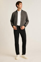 Wool Blend Sweater Bomber / Bonobos - brown black micro texture