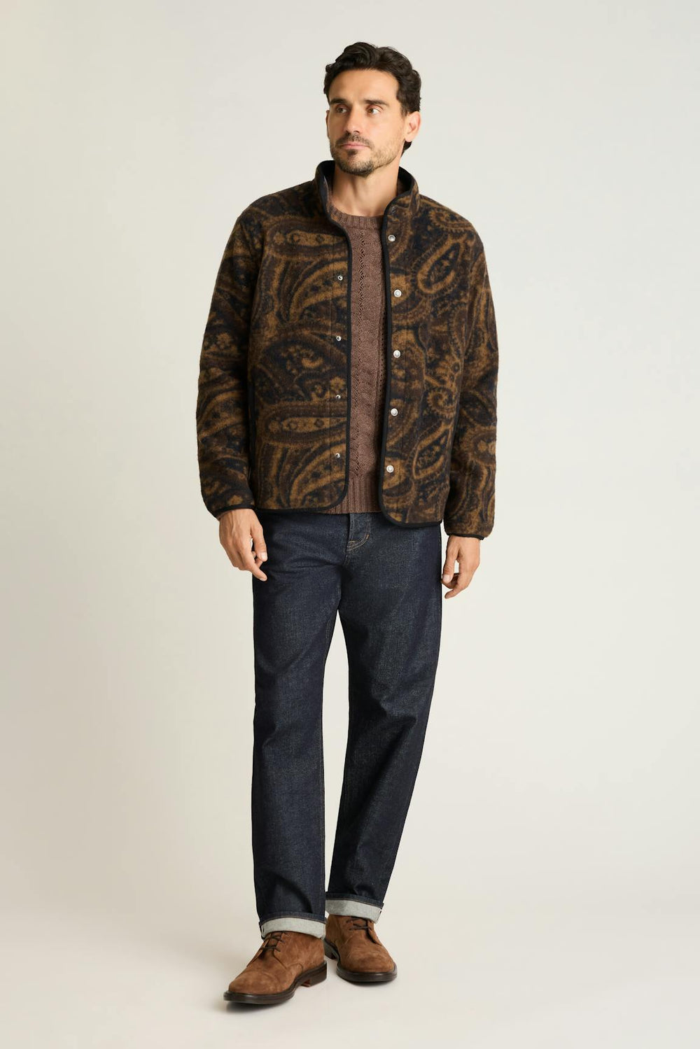 Italian Wool Fleece Jacket / Bonobos - brown blue paisley