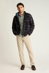 Italian Wool Fleece Jacket / Bonobos - navy brown plaid