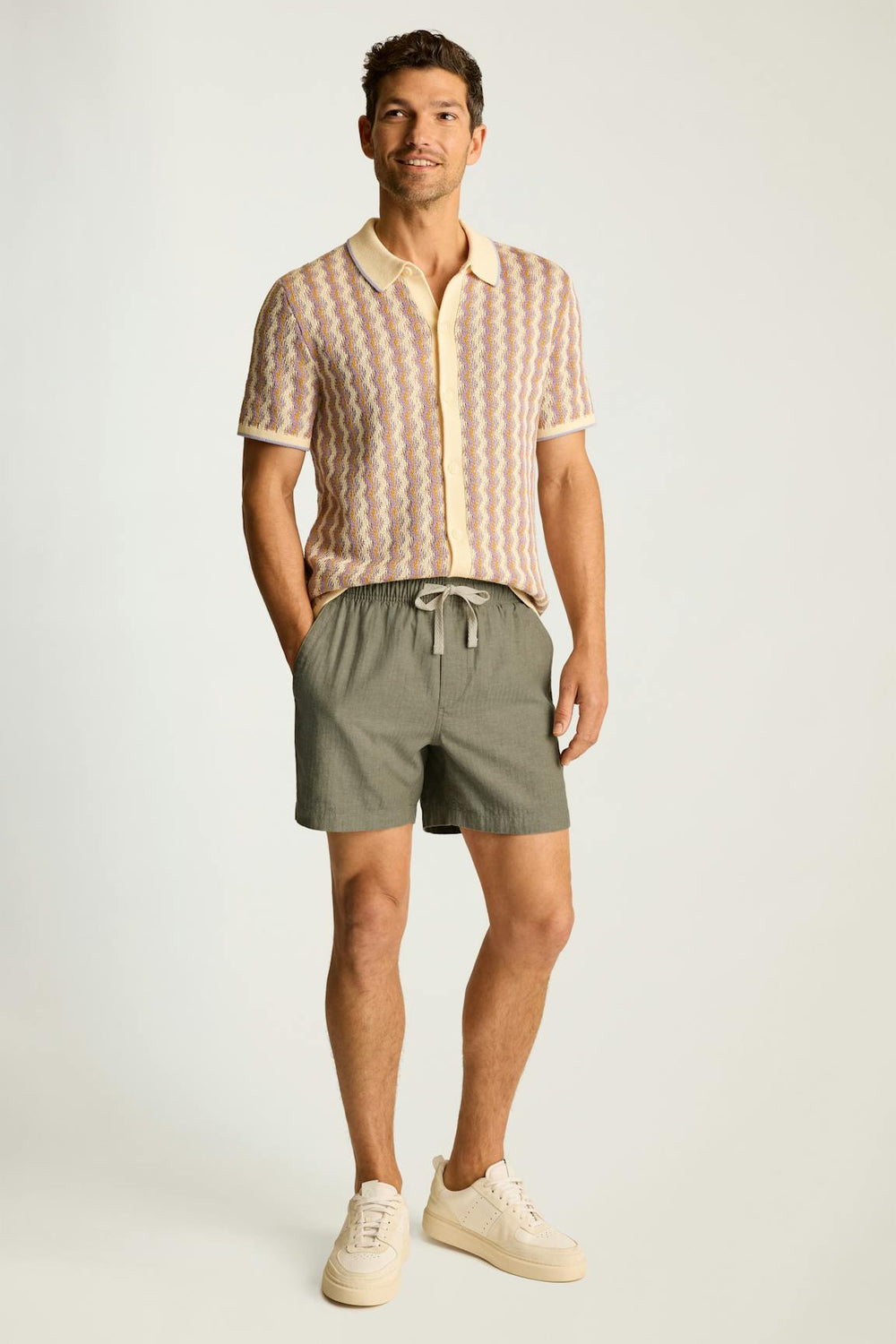 Nomad Short / Bonobos - olive green herringbone linen