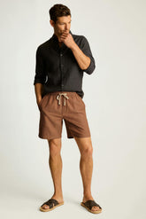 Nomad Short / Bonobos - russet herringbone linen