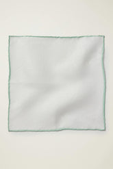 Premium Pocket Square / Bonobos - white with green tipping