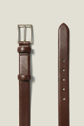 Leather Dress Belt / Bonobos - dark brown with silver