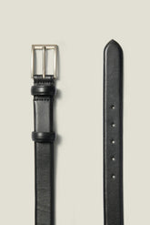 Leather Dress Belt / Bonobos - black with silver