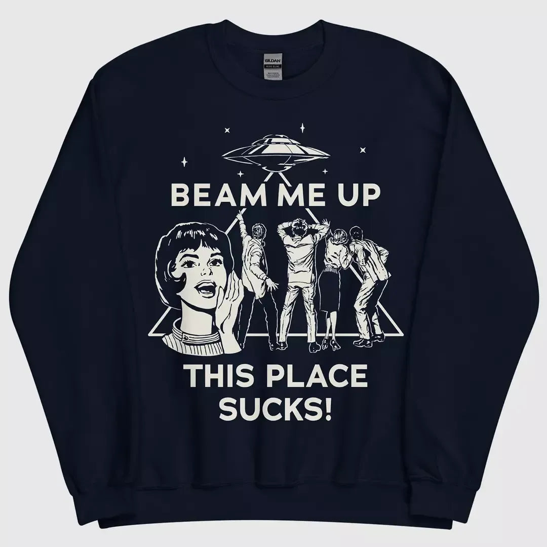 Funko Stranger Things Beam Me Up Navy Sweatshirt Merch Lab